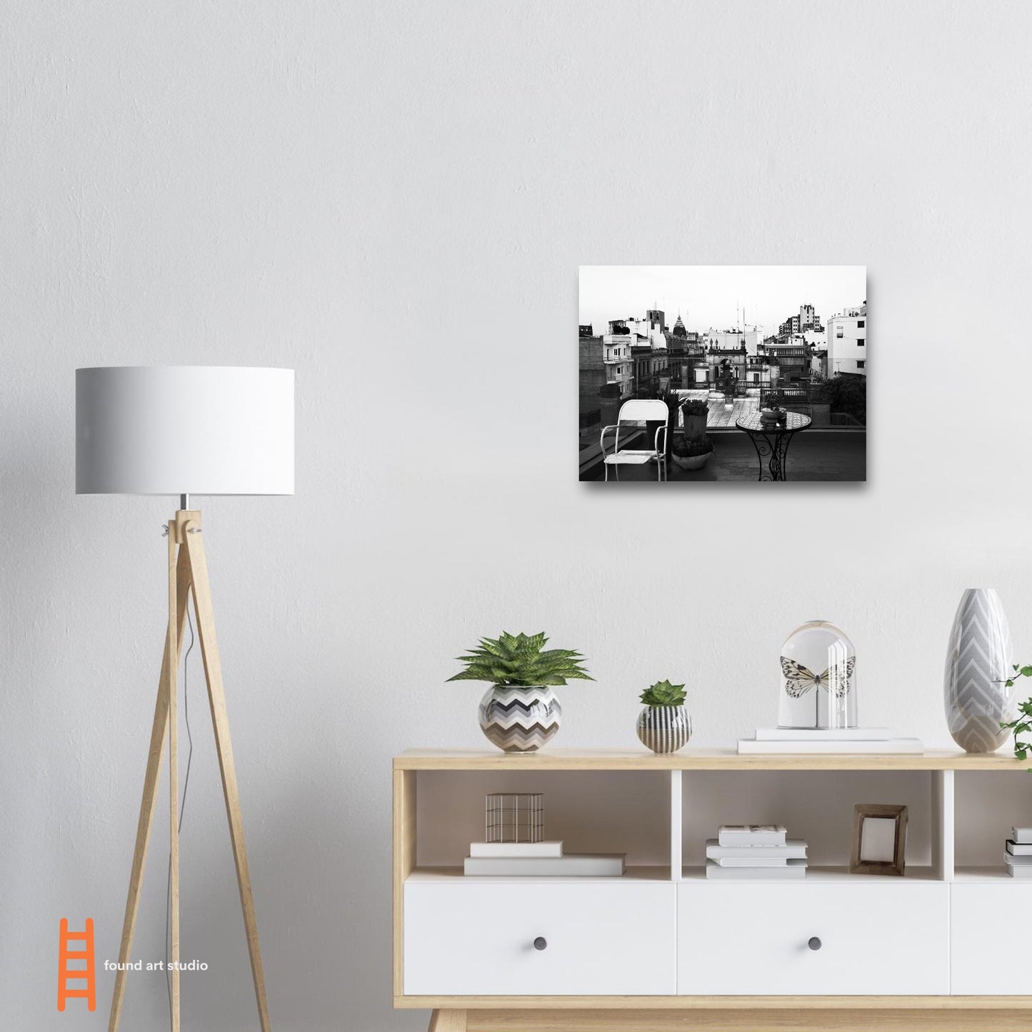Photographic Print of a Roof Top Scene from Buenos Aires in black and white by Allison Cartwright Found Art Studio