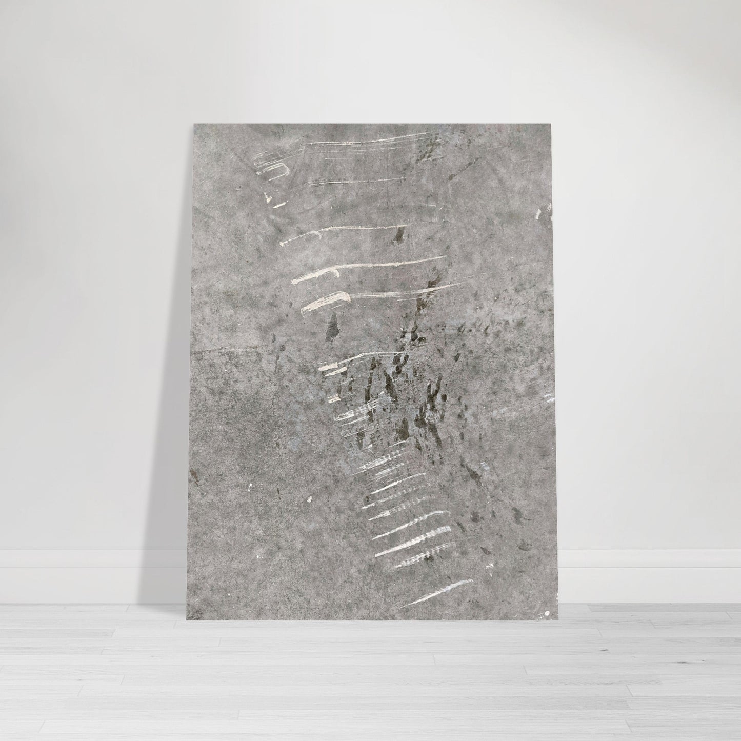 Photographic print featuring an abstract street pattern in grays and white by Allison Cartwright, Found Art Studio