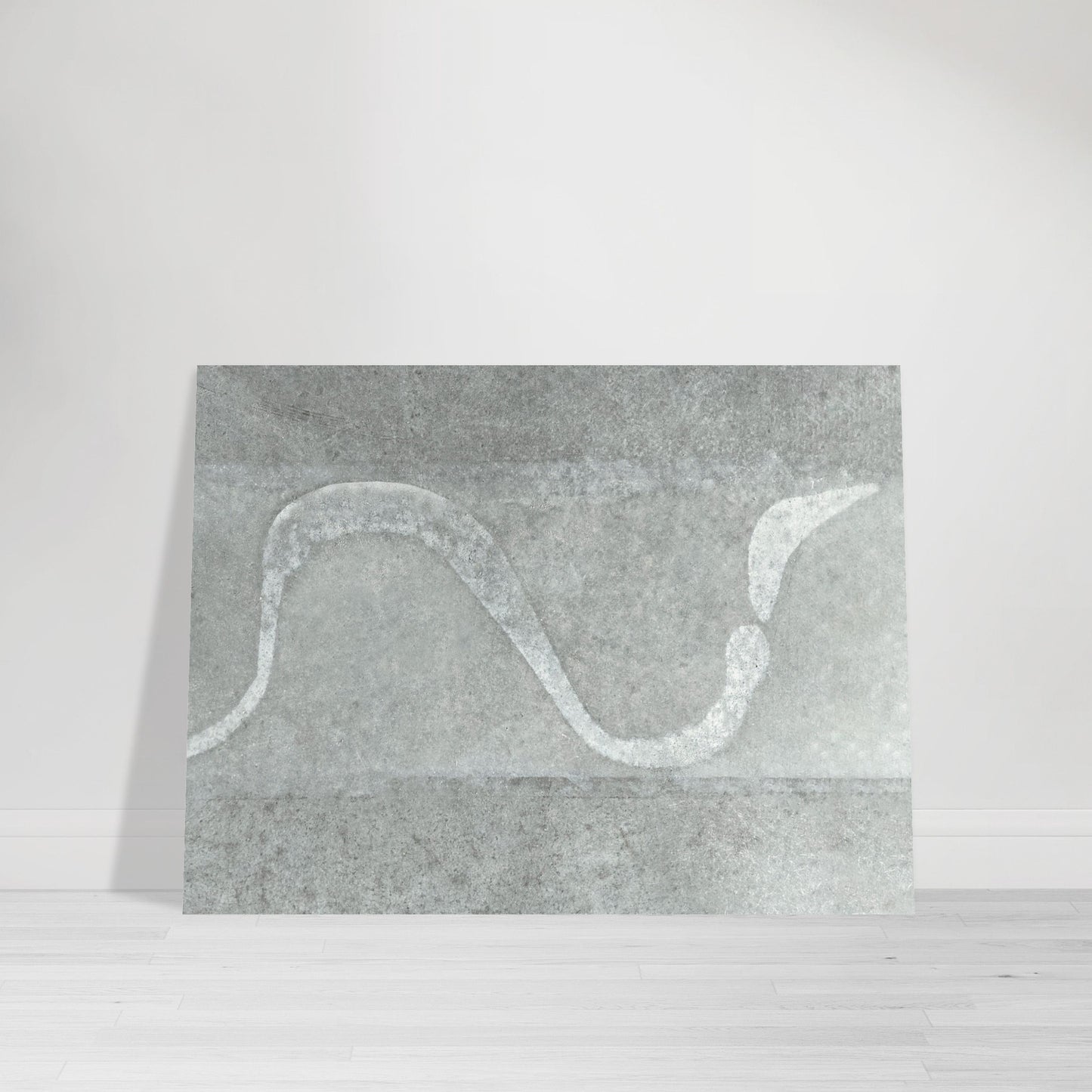 Photographic print featuring an abstract street pattern in grays and white by Allison Cartwright, Found Art Studio