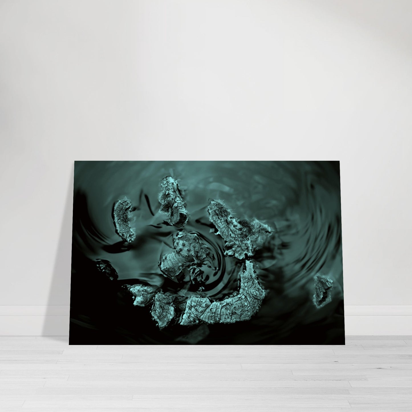 Teal Photographic Print of abstract dead plant in water Marfa Texas by Allison Cartwright at Found Art Studio.