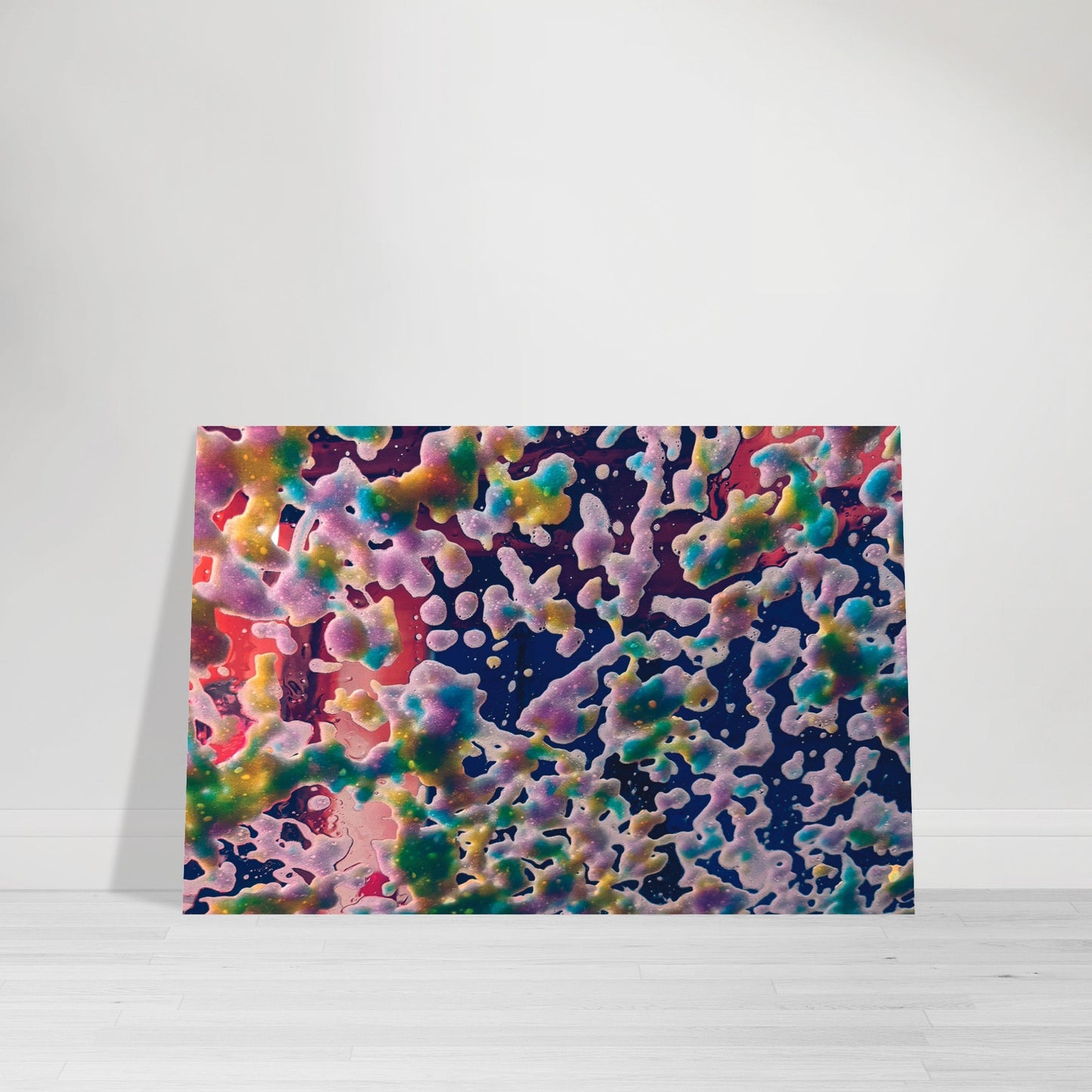 Photographic Print of an abstract pattern of colors and amoeba like shapes - colors are bright and deep colors of the rainbow - by Allison Cartwright, Found Art Studio