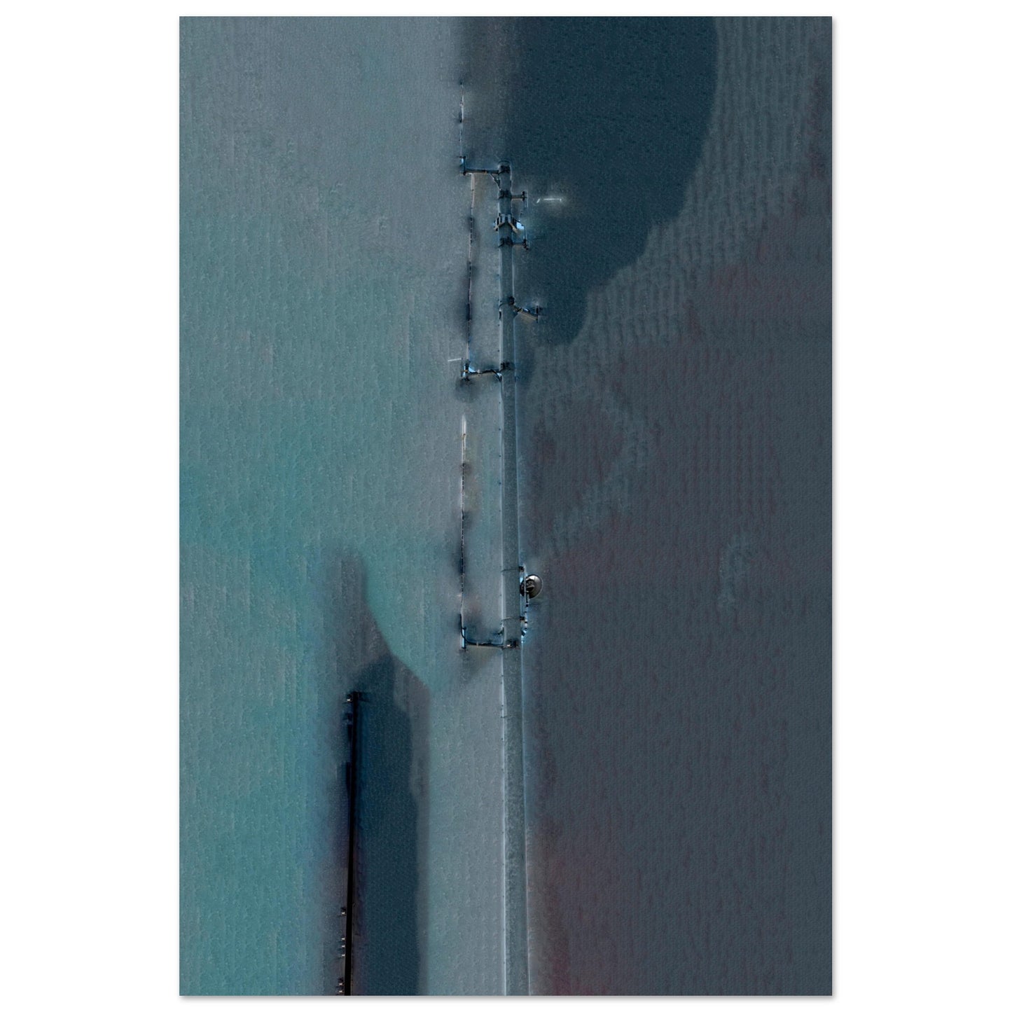 Digital Art Print that features an Electrical Tower in shades of Teal by Allison Cartwright Found Art Studio.
