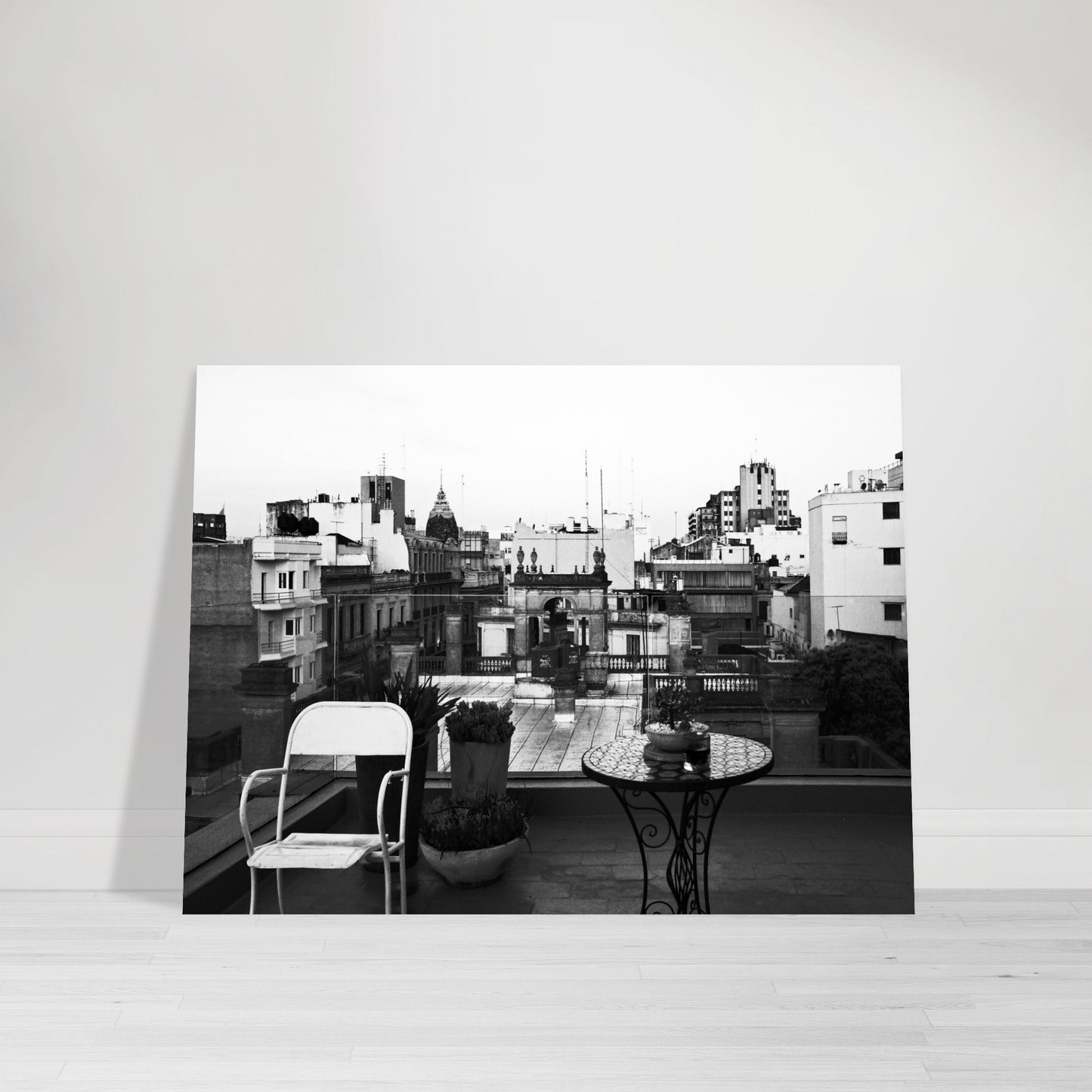 Photographic Print of a Roof Top Scene from Buenos Aires in black and white by Allison Cartwright Found Art Studio