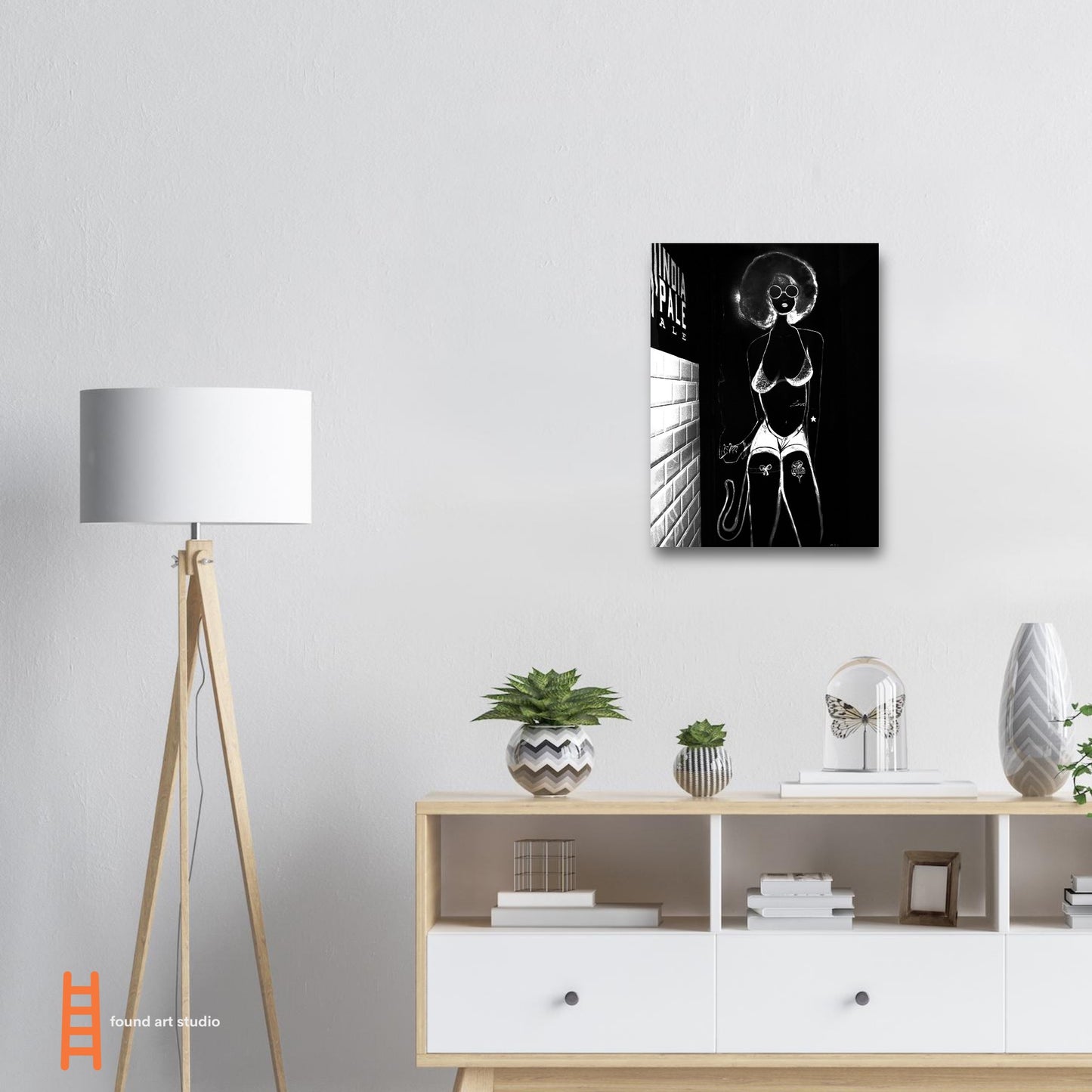 Photographic Print of a Dramatic Black and White Cool Chick Graphic Graffiti Scene by Allison Cartwright Found Art Studio