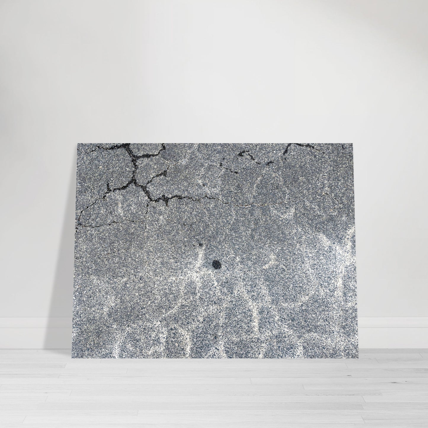 Photographic print featuring an abstract street pattern in gray, white, blue and brown by Allison Cartwright, Found Art Studio