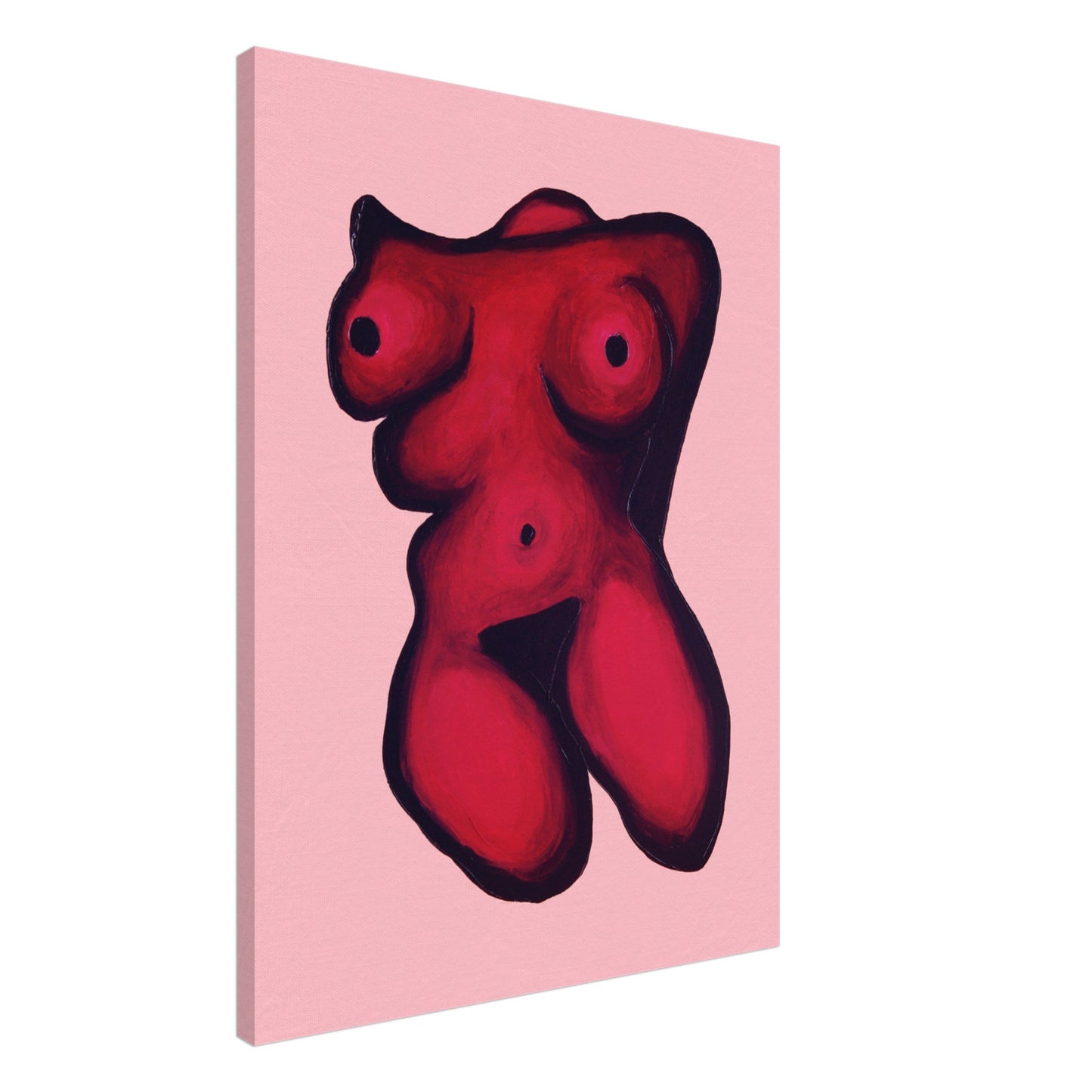 Photographic Print on canvas of an original Painting of an unclothed woman in red, pink and black. by Allison Cartwright at Found Art Studio.