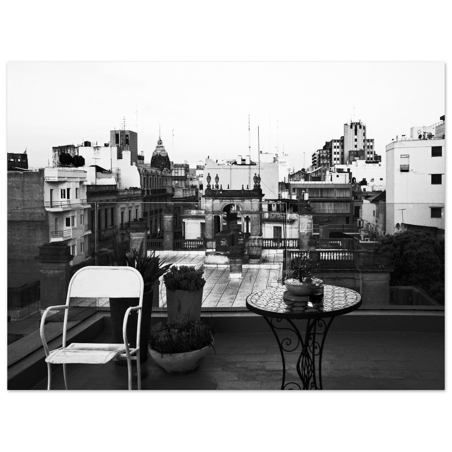 Photographic Print of a Roof Top Scene from Buenos Aires in black and white by Allison Cartwright Found Art Studio