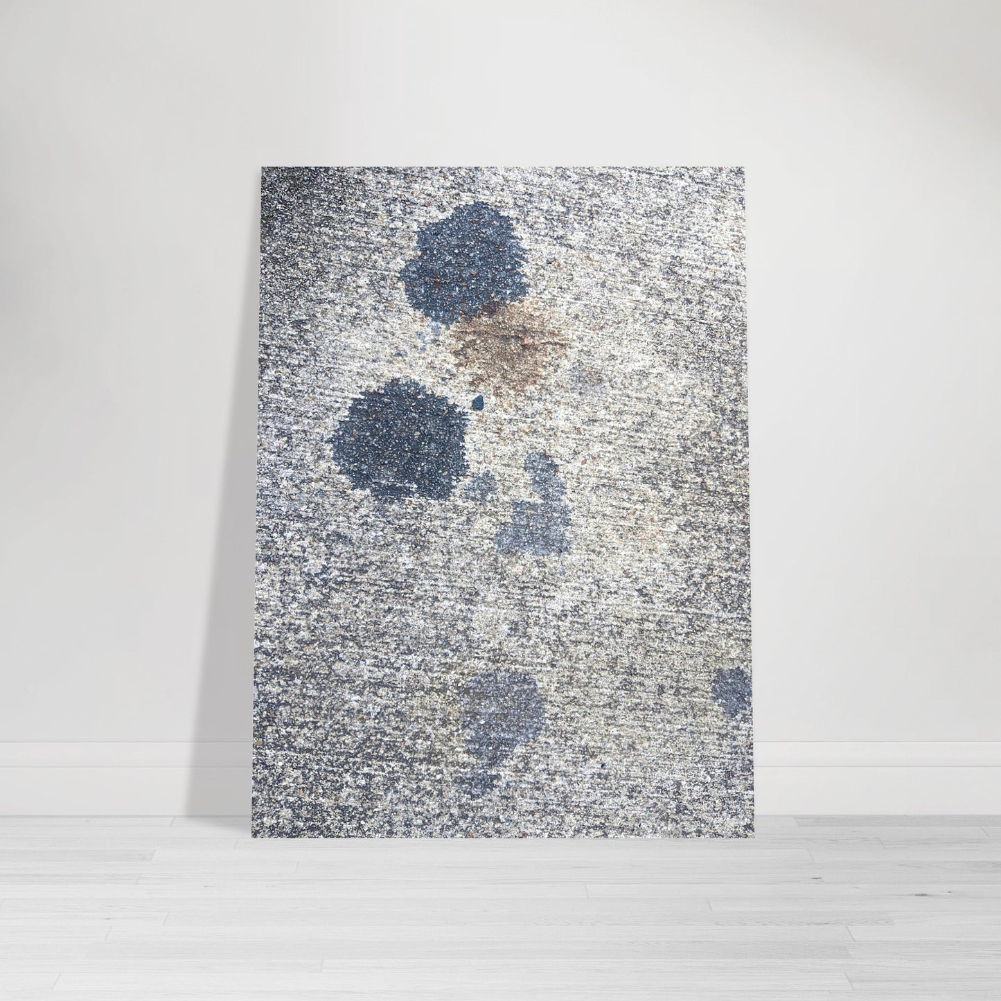 Photographic print featuring an abstract street pattern in gray, white, blue and brown by Allison Cartwright, Found Art Studio