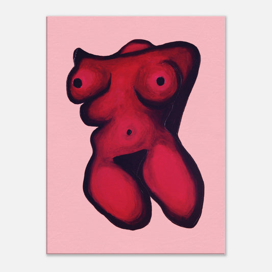 Photographic Print on canvas of an original Painting of an unclothed woman in red, pink and black. by Allison Cartwright at Found Art Studio.