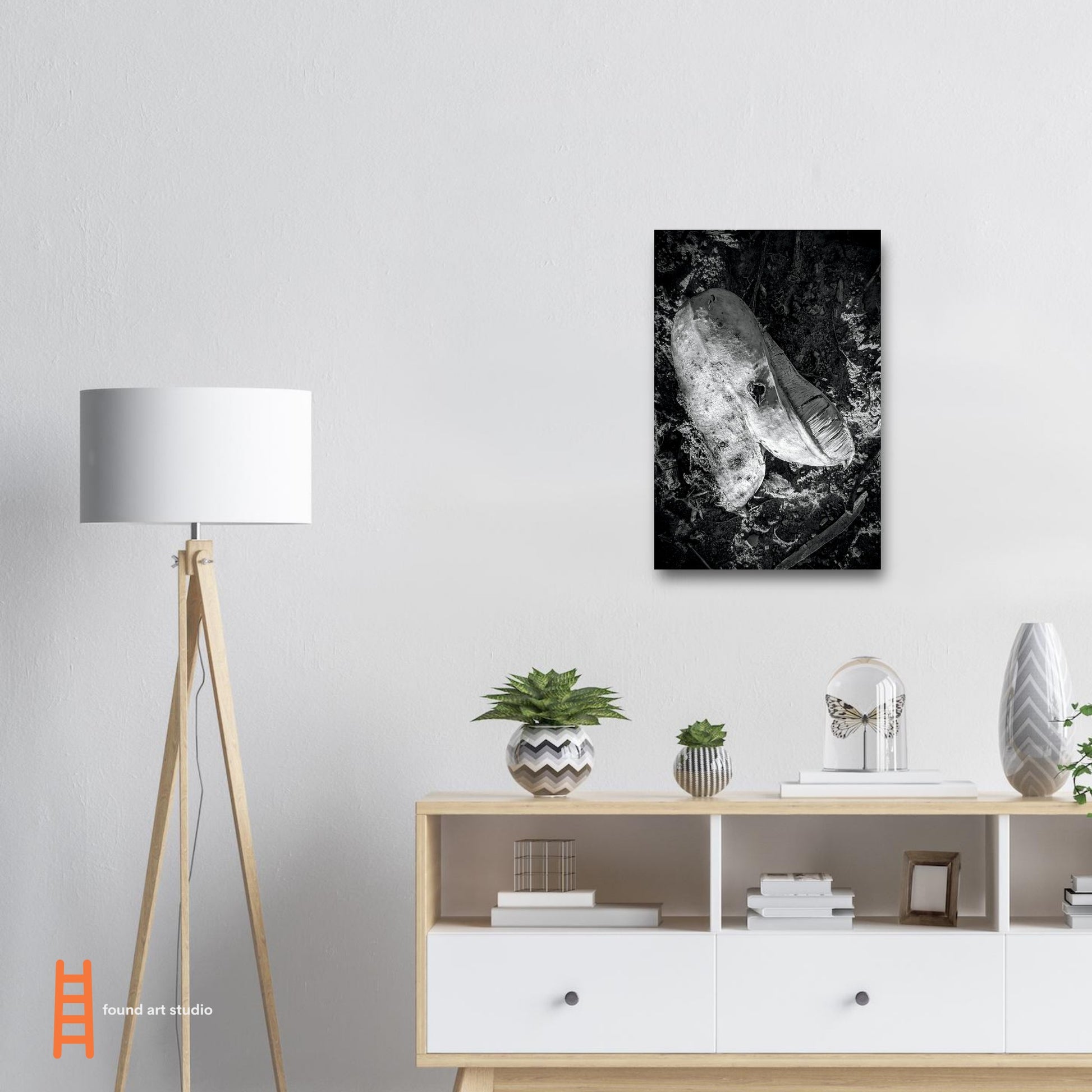 Black and White Photographic Print of abstract dead plant in Marfa Texas by Allison Cartwright at Found Art Studio.