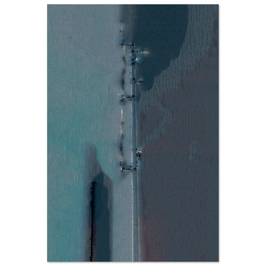  Digital Art Print that features an Electrical Tower in shades of Teal by Allison Cartwright Found Art Studio.